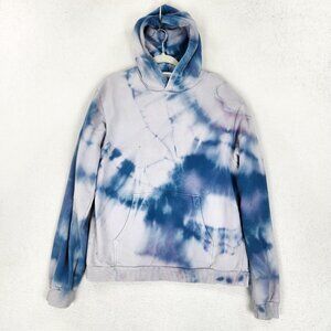John Elliott Sweater Mens Large 3 Blue Purple Tie Dye Beach Hoodie Made Japan